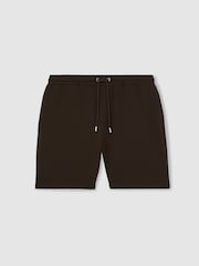 Reiss Chocolate Brown Amarillo Textured Drawstring Shorts - Image 2 of 5