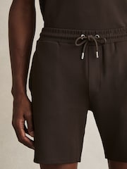 Reiss Chocolate Brown Amarillo Textured Drawstring Shorts - Image 3 of 5