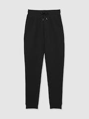 Reiss Washed Black Bow Cotton-Blend Ribbed Drawstring Joggers - Image 2 of 6