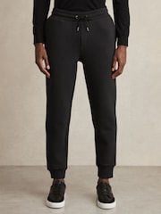 Reiss Washed Black Bow Cotton-Blend Ribbed Drawstring Joggers - Image 3 of 6