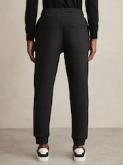 Reiss Washed Black Bow Cotton-Blend Ribbed Drawstring Joggers - Image 5 of 6
