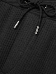 Reiss Washed Black Bow Cotton-Blend Ribbed Drawstring Joggers - Image 6 of 6