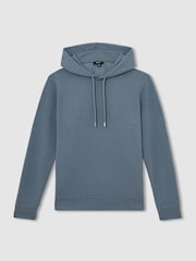 Reiss Airforce Blue Fabien Interlock Jersey Drawstring Hoodie - Image 2 of 6