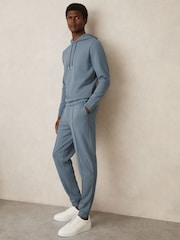 Reiss Airforce Blue Fabien Interlock Jersey Drawstring Hoodie - Image 3 of 6