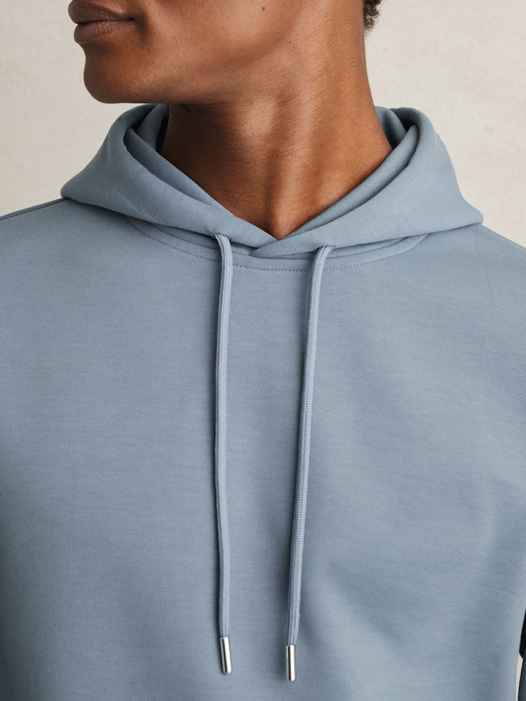 Bleu avio - Sweat à capuche en jersey interlock Reiss Fabien - Image 4 of 6