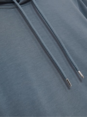 Reiss Airforce Blue Fabien Interlock Jersey Drawstring Hoodie - Image 6 of 6