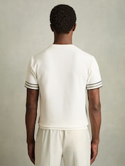 Reiss White Emmerson Tape-Cuff Textured T-Shirt - Image 5 of 6