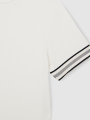 Reiss White Emmerson Tape-Cuff Textured T-Shirt - Image 6 of 6
