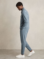Reiss Airforce Blue Medina Interlock Jersey Zip-Through Overshirt - Image 3 of 6