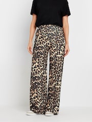 Long Tall Sally Natural Leopard Print Side Stripe Trousers - Image 2 of 5