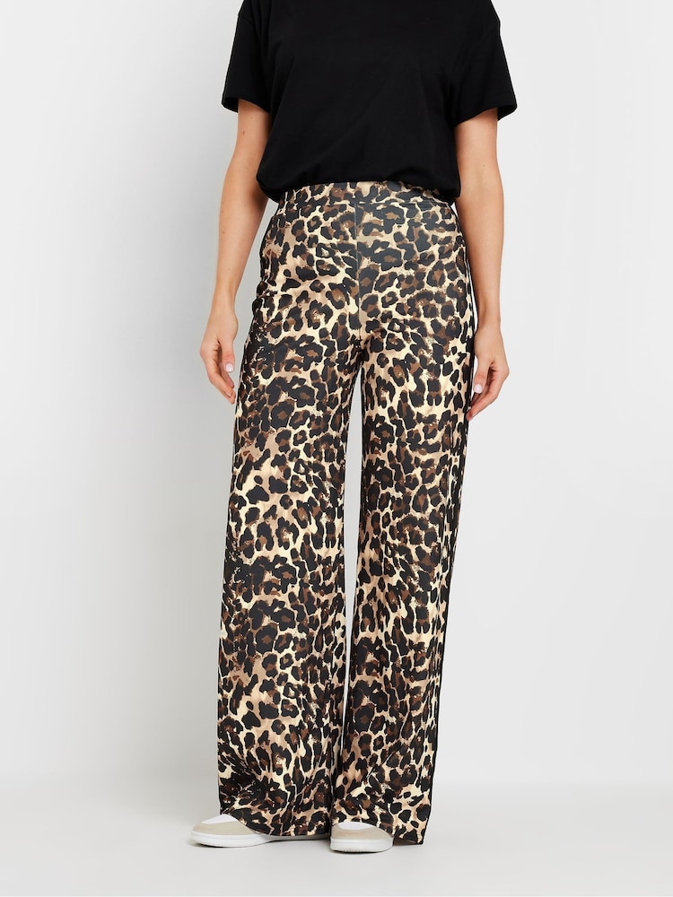 Long Tall Sally Natural Leopard Print Side Stripe Trousers - Image 2 of 5 Long Tall Sally Natural Leopard Print Side Stripe Trousers - Image 2 of 5