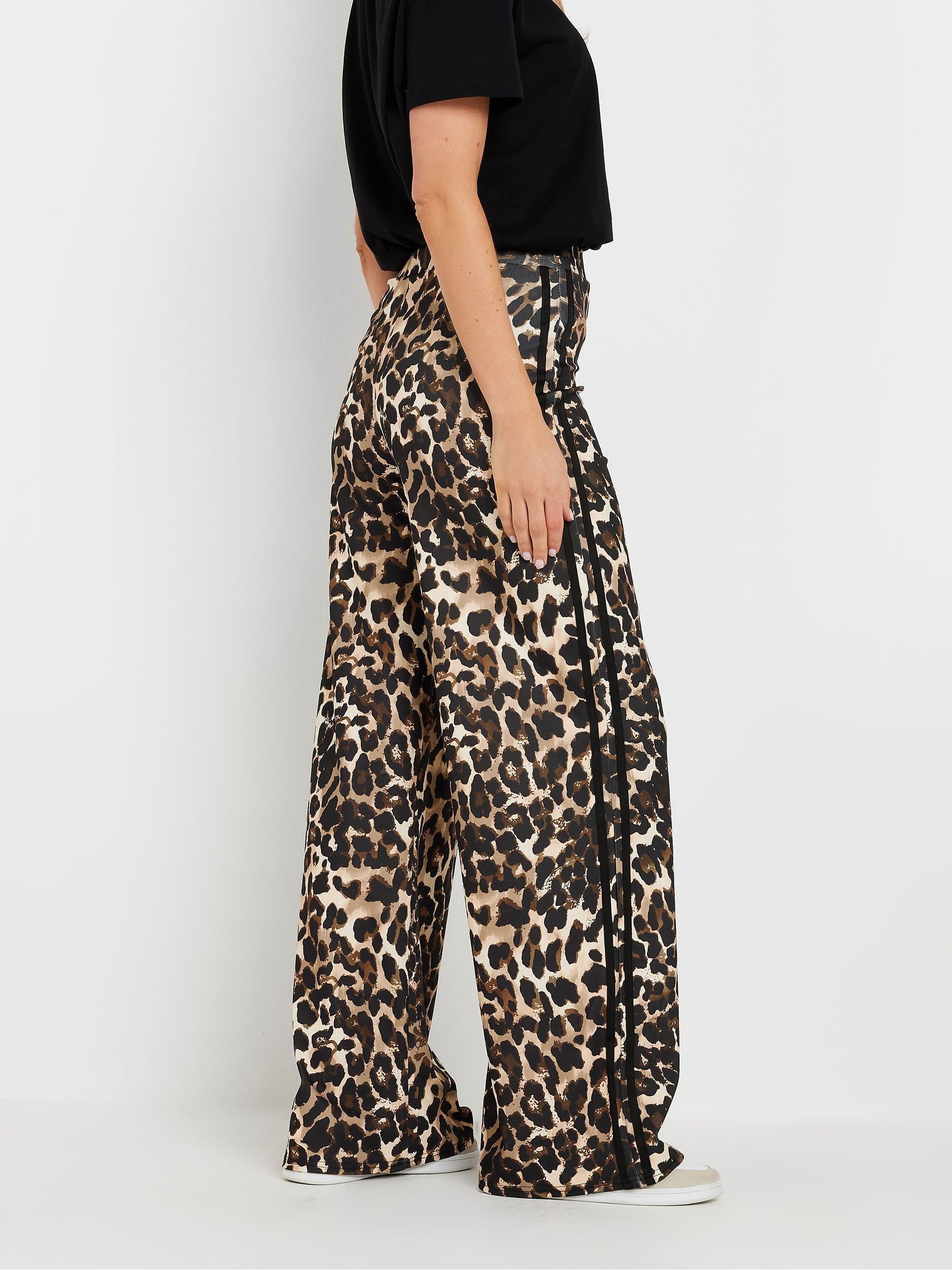 Buy Long Tall Sally Natural Leopard Print Side Stripe Trousers