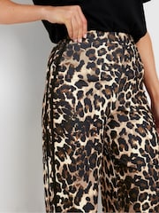 Long Tall Sally Natural Leopard Print Side Stripe Trousers - Image 4 of 5