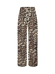 Long Tall Sally Natural Leopard Print Side Stripe Trousers - Image 5 of 5
