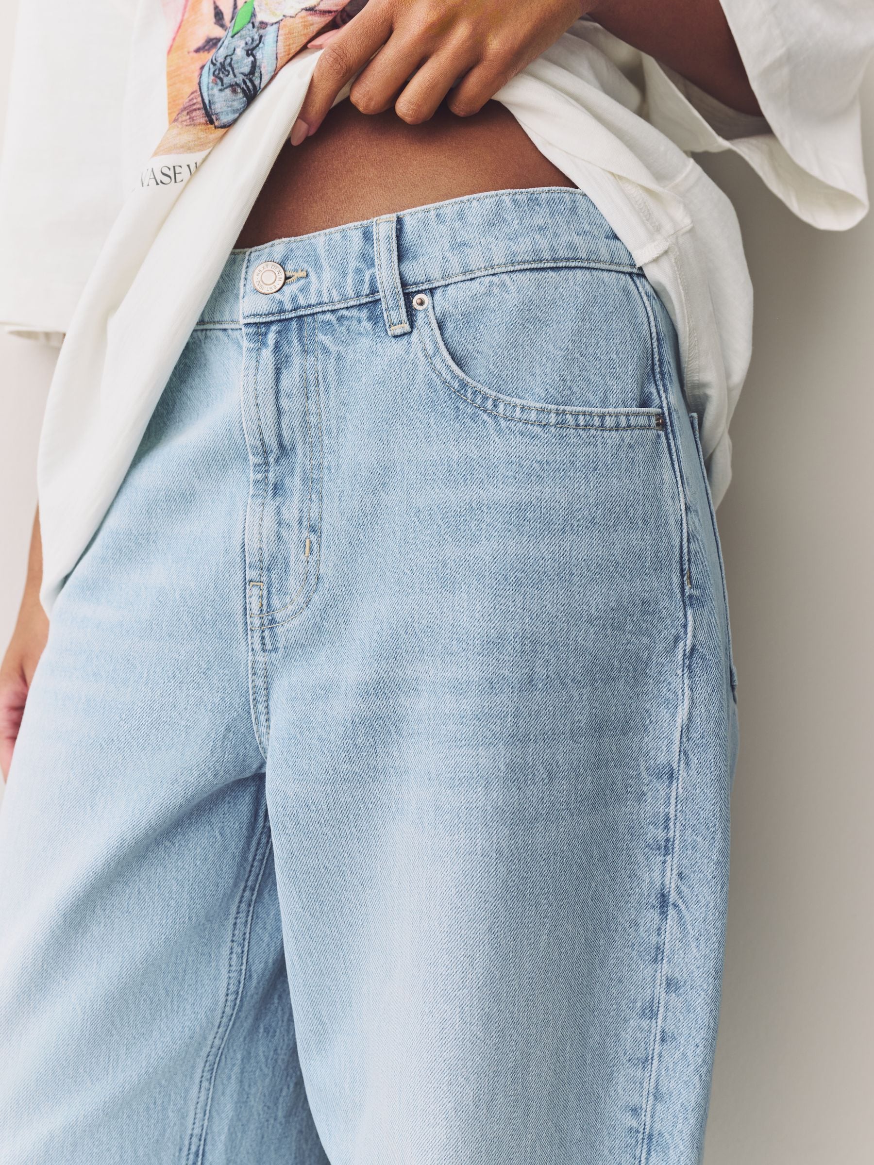 Buy Bleach Dart Detail Barrel 100% Cotton Jeans from the