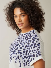 Evans Natural Placement Print Woven Jersey Top - Image 4 of 5