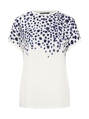 Evans Natural Placement Print Woven Jersey Top - Image 5 of 5