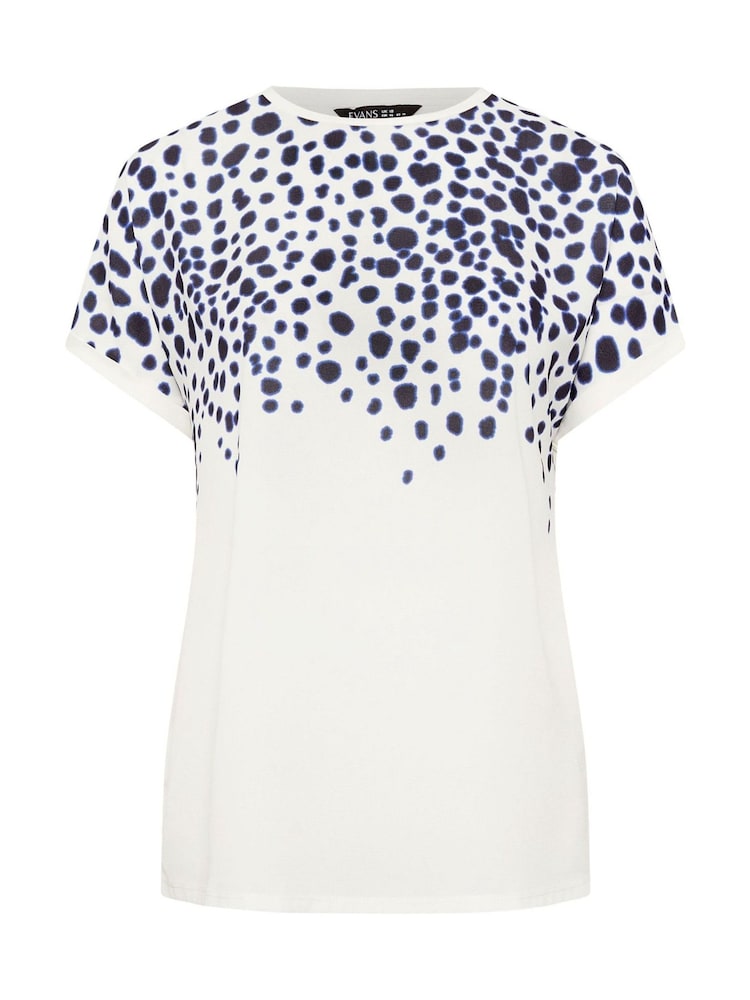 Evans Natural Placement Print Woven Jersey Top - Image 5 of 5