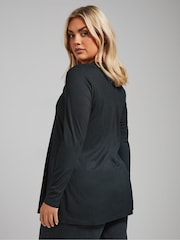 Yours Curve Black Bolero Neckline Ribbed Top - Image 3 of 4