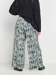 Yours Curve Blue Abstract Wide Leg Trousers - Image 4 of 5