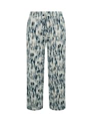 Yours Curve Blue Abstract Wide Leg Trousers - Image 5 of 5