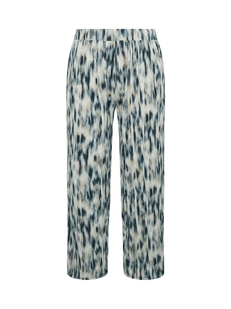 Yours Curve Blue Abstract Wide Leg Trousers - Image 5 of 5