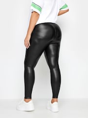 Yours Curve Black Stretch Coated Leggings - Image 2 of 4