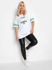 Yours Curve Black Stretch Coated Leggings - Image 3 of 4