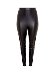 Yours Curve Black Stretch Coated Leggings - Image 4 of 4
