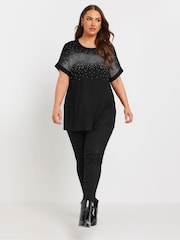 Yours Curve Black Hot Fix Grown On T-Shirt - Image 2 of 5