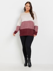 Yours Curve White/Red Colourblock Stripe Jumper - Image 2 of 5