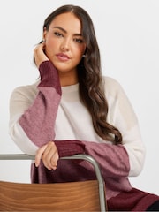 Yours Curve White/Red Colourblock Stripe Jumper - Image 4 of 5