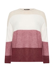 Yours Curve White/Red Colourblock Stripe Jumper - Image 5 of 5