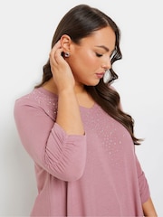 Yours Curve Pink Studded Swing Top - Image 4 of 5