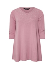 Yours Curve Pink Studded Swing Top - Image 5 of 5