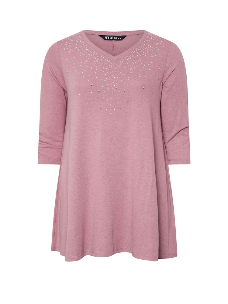 Yours Curve Pink Studded Swing Top - Image 5 of 5