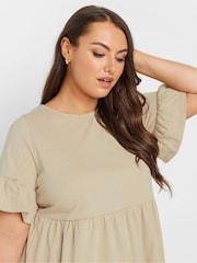 Yours Curve Natural Frill Sleeve Smock Tunic Dress - Image 3 of 5