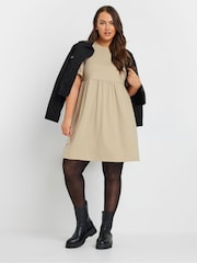 Yours Curve Natural Frill Sleeve Smock Tunic Dress - Image 4 of 5