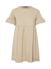 Yours Curve Natural Frill Sleeve Smock Tunic Dress - Image 5 of 5