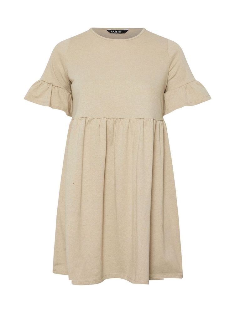 Yours Curve Natural Frill Sleeve Smock Tunic Dress - Image 5 of 5