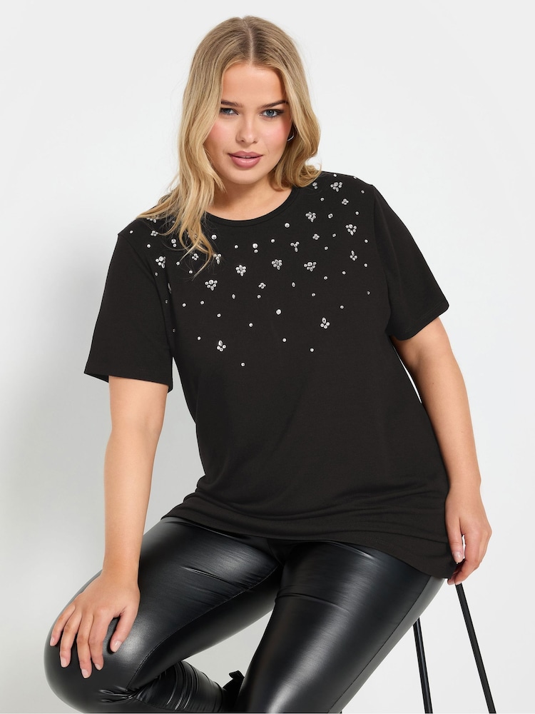 Yours Curve Knitted Gem T-Shirt - Imagen 1 de 5 Yours Curve Knitted Gem T-Shirt - Imagen 1 de 5