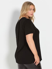 Yours Curve Black Knitted Gem T-Shirt - Image 4 of 5