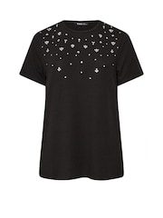 Yours Curve Black Knitted Gem T-Shirt - Image 5 of 5