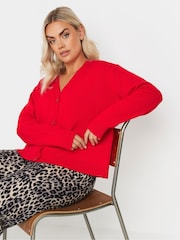 Yours Curve Red Limited Collection Button Through Cardigan - Image 1 of 5