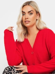 Yours Curve Red Limited Collection Button Through Cardigan - Image 2 of 5