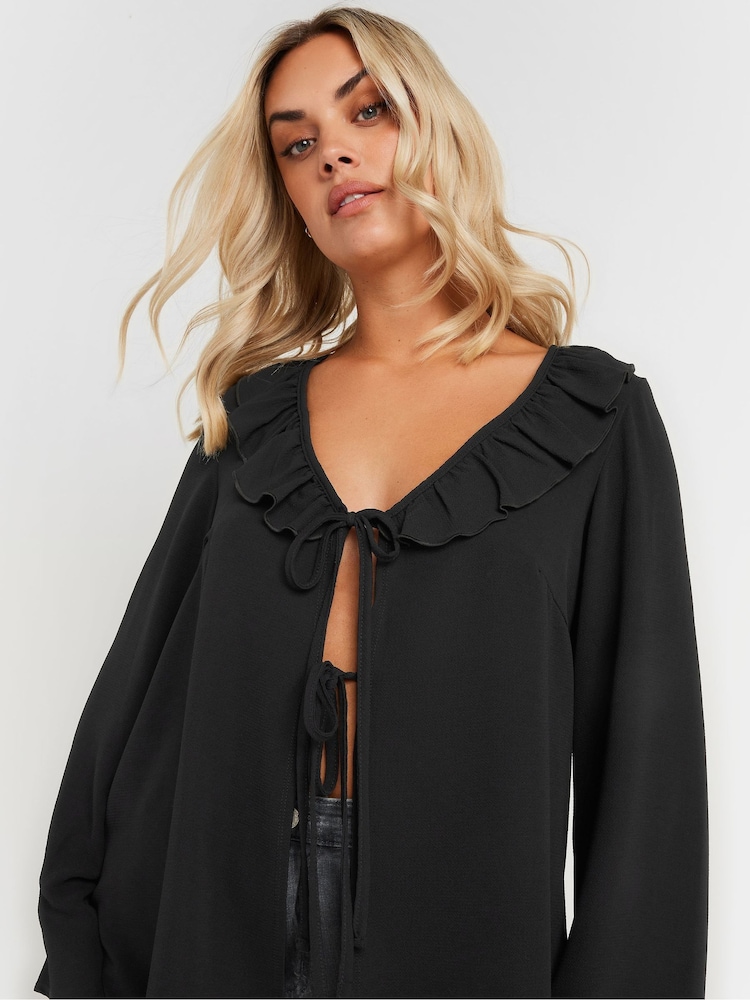 Yours Curve Black Limited Frill Cardigan - Image 4 of 5