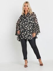 Yours Curve Black Pleated Back Shirt - Image 2 of 5