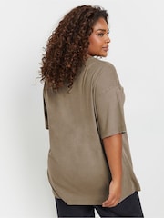 Yours Curve Brown Oversized Acid Wash Fifth Avenue 100% Cotton T-Shirt - Image 3 of 5