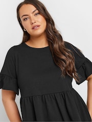 Yours Curve Black Frill Sleeve Smock Tunic Dress - Image 4 of 5