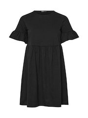 Yours Curve Black Frill Sleeve Smock Tunic Dress - Image 5 of 5